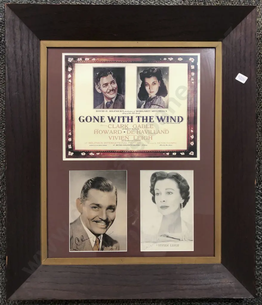 Gone With The Wind Autograph Display in Oak Frame Image 1++