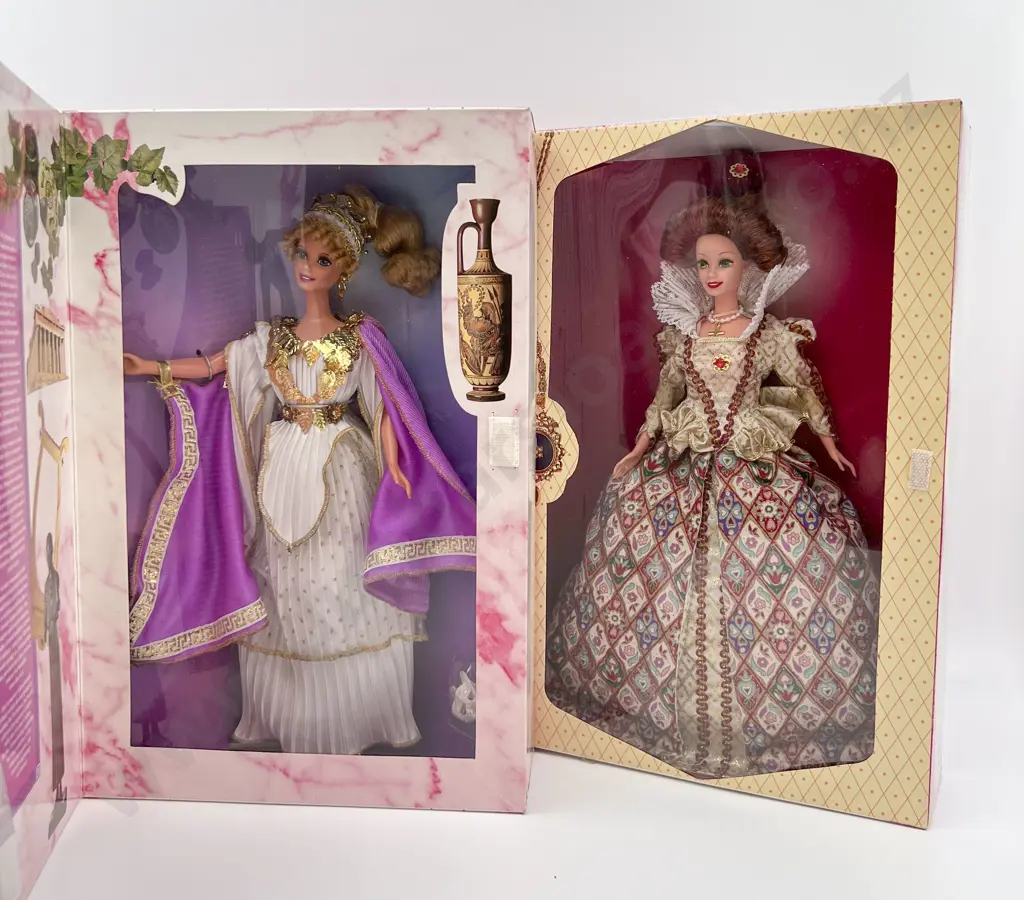 1995 Barbie the Great Eras Collection Grecian Goddess and Elizabethan Queen Image 1++