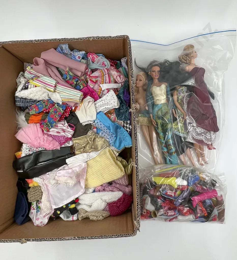 Carton Quantity Commercial and Handmade Barbie Clothes and Various Dolls Image 1++