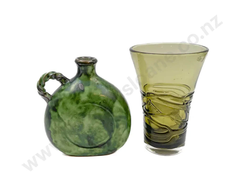 Whitefriars Glass Vase Together With Swedish Pottery Vase Image 1++