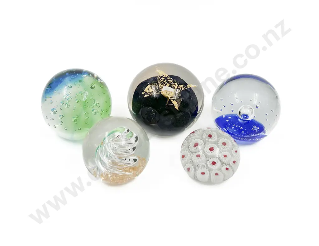 Five Assorted Art Glass Paperweights Image 1++