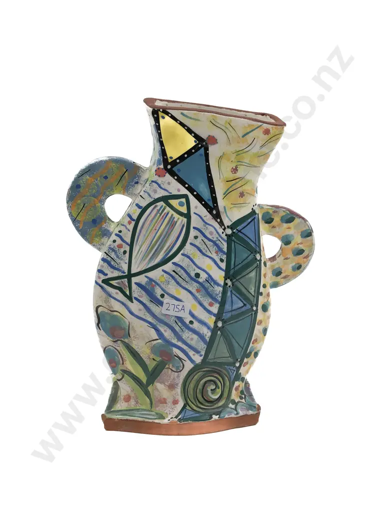 Painted Terracotta Decorative Vase (Faults) Image 1++