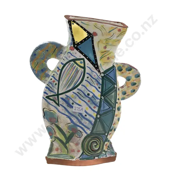Painted Terracotta Decorative Vase (Faults)