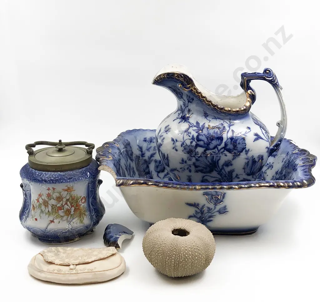 Blue and White Jug and Basin (Faults) Together With Assorted Image 1++