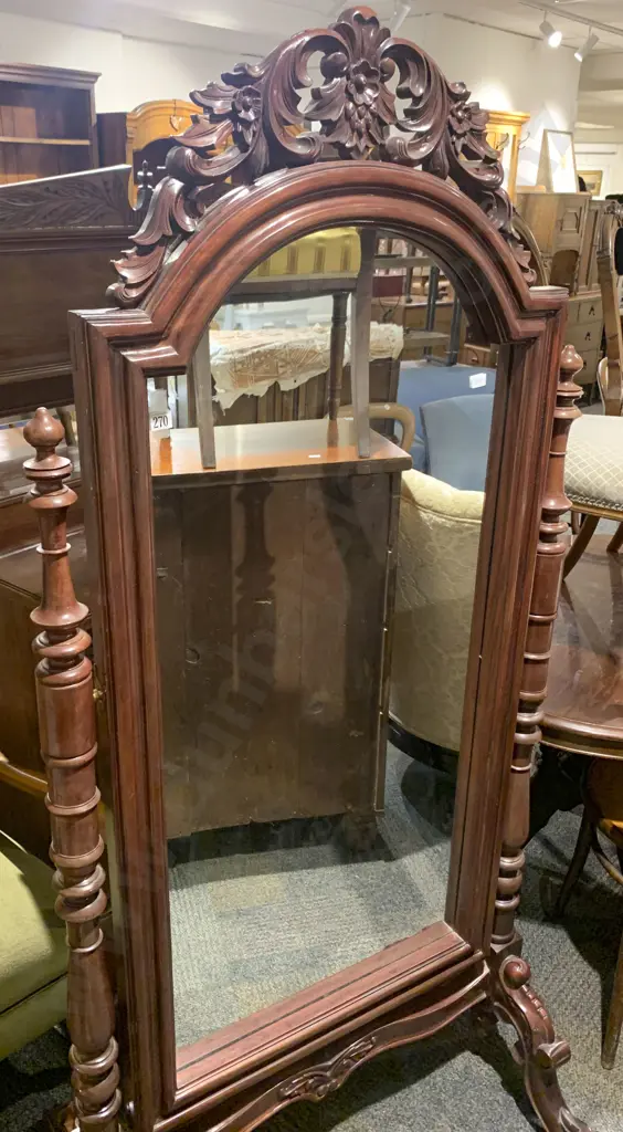 Reproduction Victorian Style Cheval Mirror Image 1++