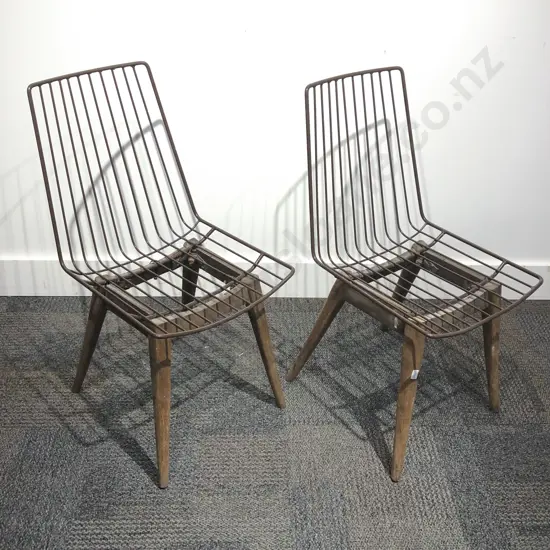 Pair of Mid Century Wire Seated Chairs