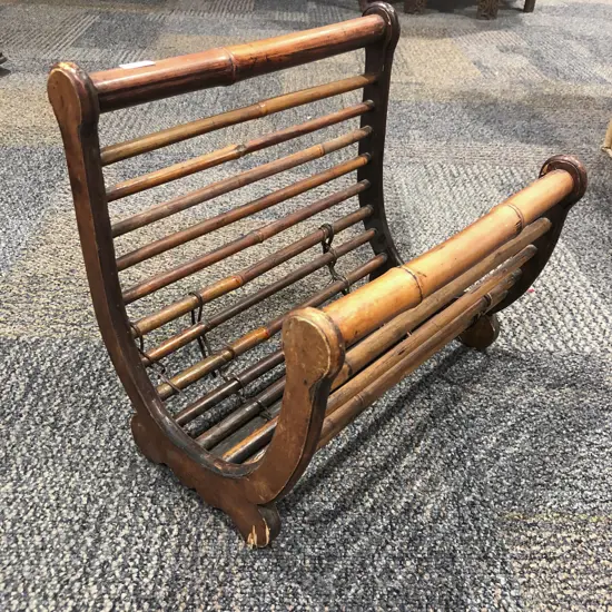 Bamboo Magazine Rack Together With Tray On Stand