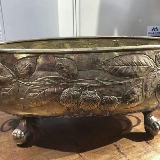 Large Brass Oval Planter