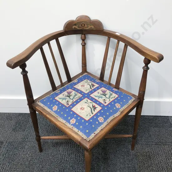 Inlaid Corner Chair With Tapestry Seat
