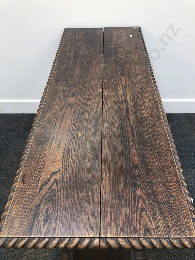 Edw Oak Hall Table With Rope Twist Edge (Split to Top) Image 1++