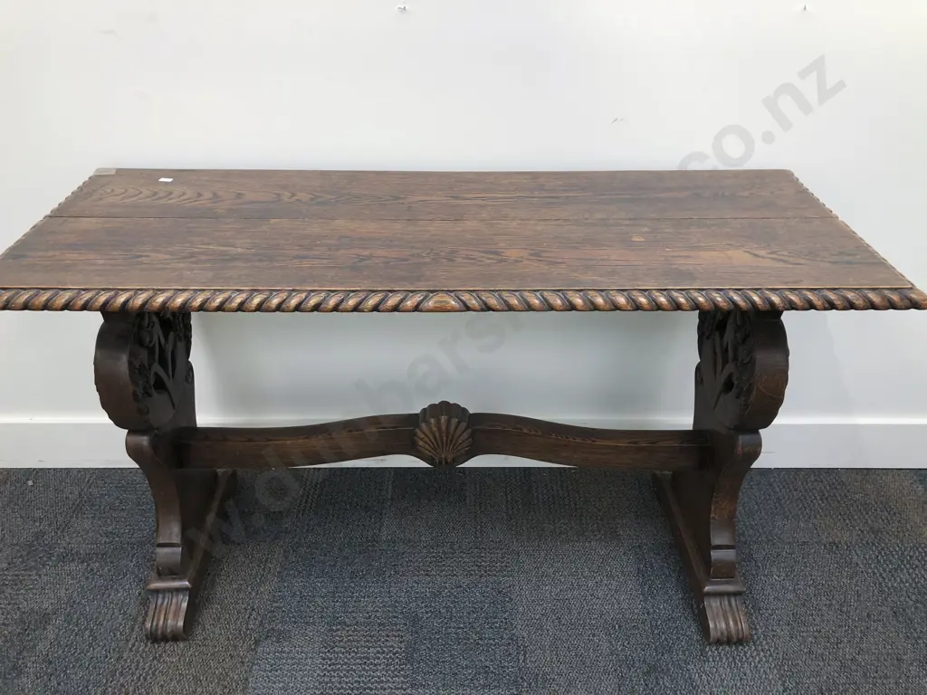 Edw Oak Hall Table With Rope Twist Edge (Split to Top) Image 1++