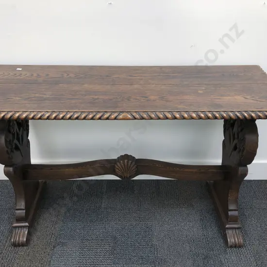 Edw Oak Hall Table With Rope Twist Edge (Split to Top)