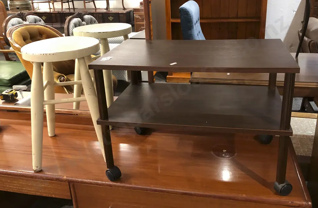Two Tier Trolley Together With Stool Image 1++