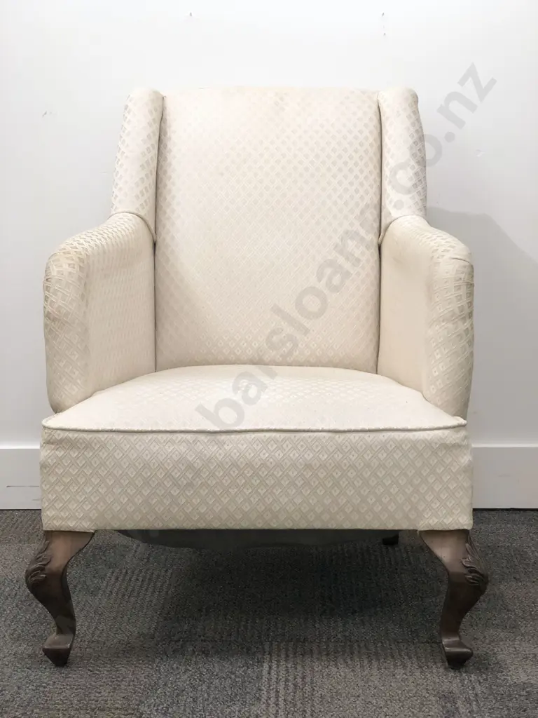 Two Modern Upholstered Victorian Armchairs Image 1++