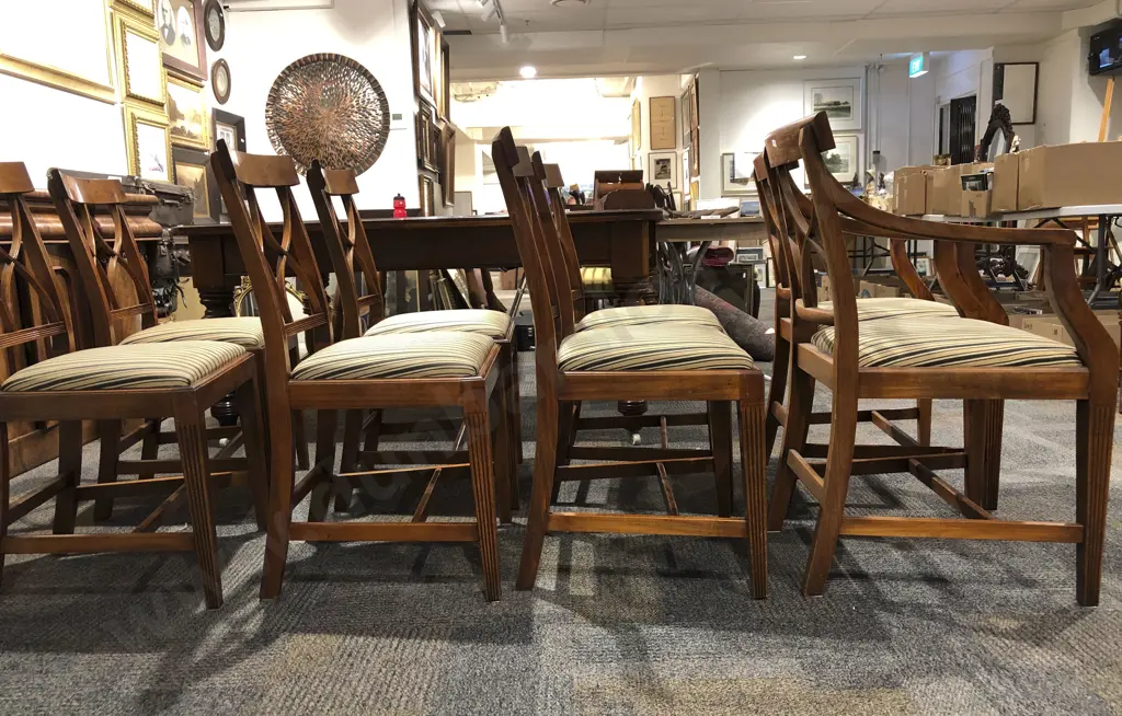 Victorian Extension Dining Table Together With Six Dining Chairs and Two Carvers Image 1++