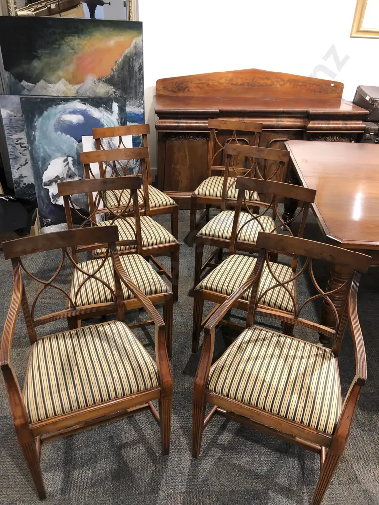 Victorian Extension Dining Table Together With Six Dining Chairs and Two Carvers Image 1++