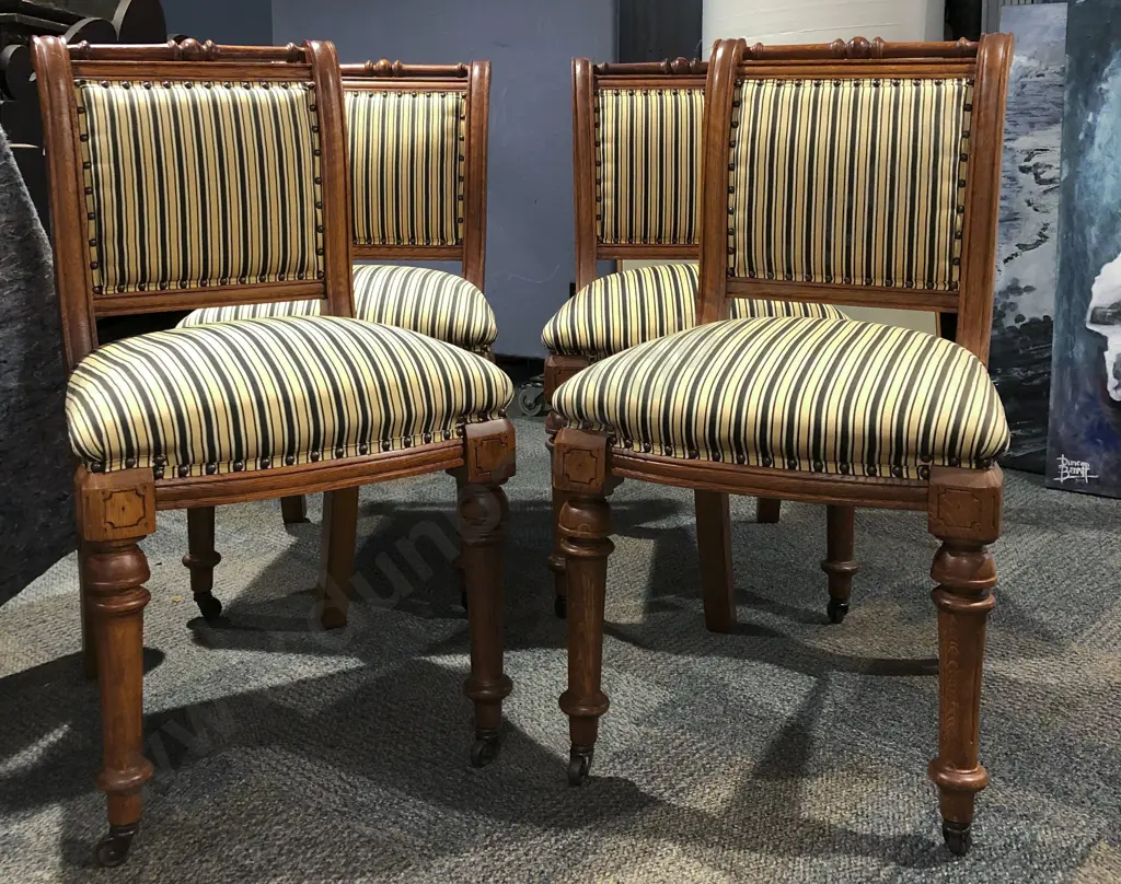 Four Reproduction Roll Back Dining Chairs Image 1++