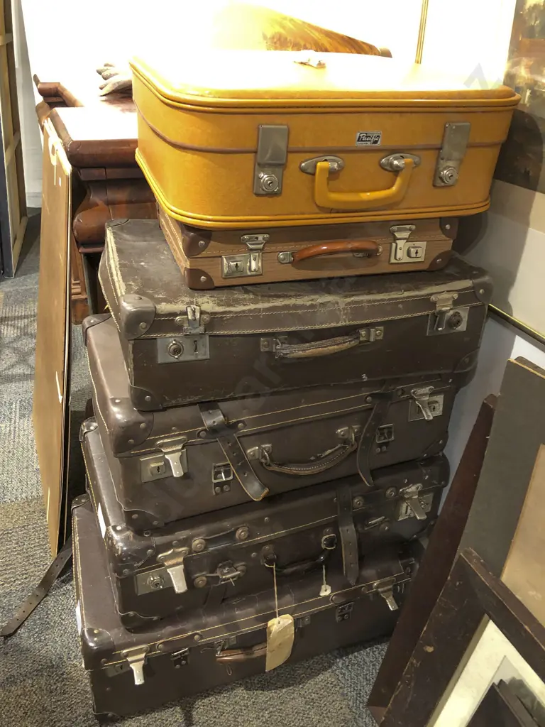 Seven Assorted Vintage Suitcases Image 1++