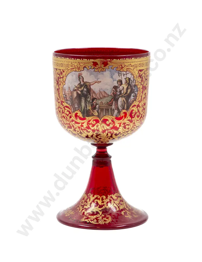 Large Venetian Ruby Glass Goblet Image 1++