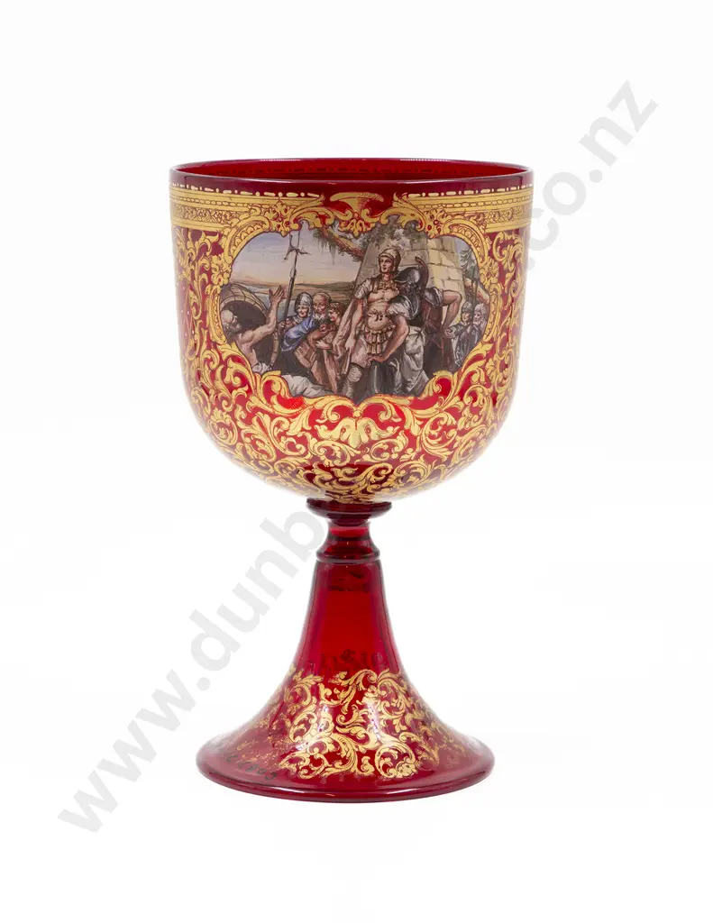 Large Venetian Ruby Glass Goblet Image 1++