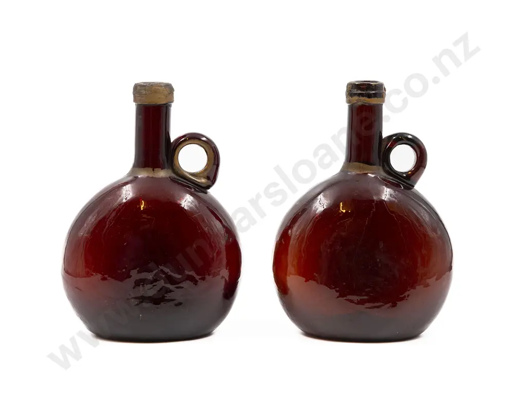 Two Victorian Brown Glass Decanters Image 1++