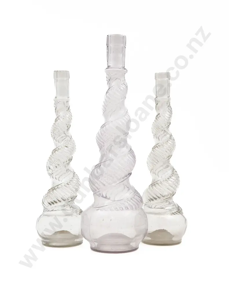 Three Spiral Moulded Glass Decanters Image 1++