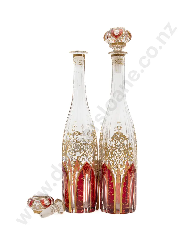 Pair of C19th Bohemian Glass Decanters and Stoppers Image 1++