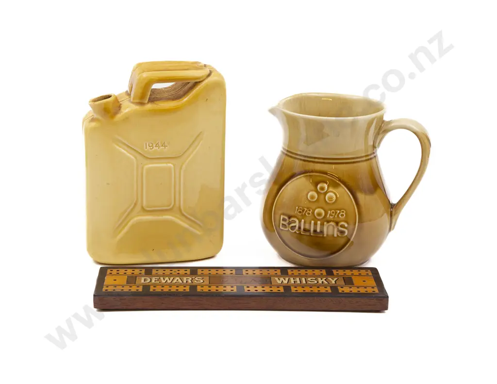 French Ceramic WWII Jerry Can with Commemorative Jug and Dewars Whisky Cribbage Marker Image 1++