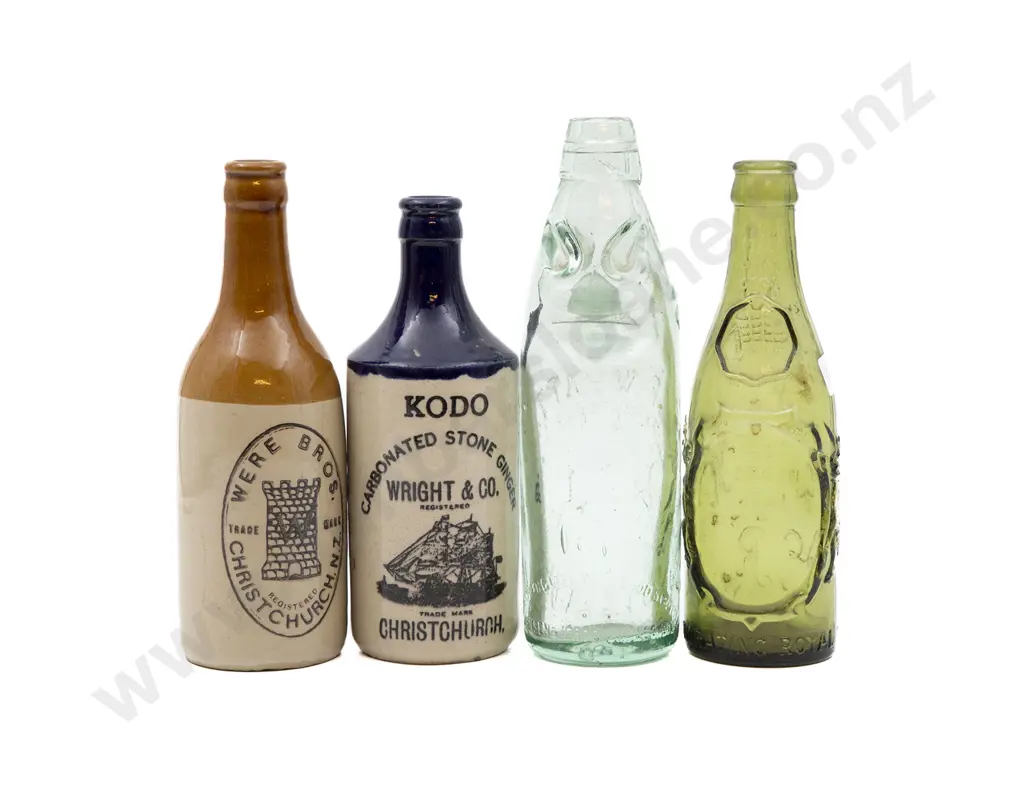 Two Stoneware Ginger Beer Bottles and Two Glass Bottles Image 1++