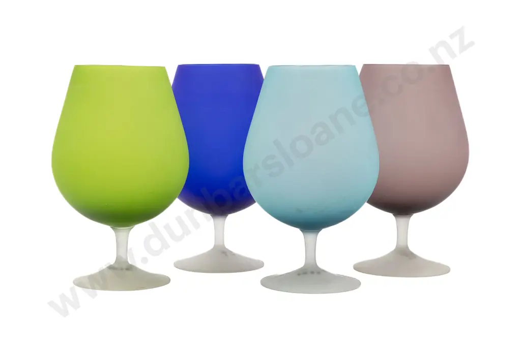Four Large Coloured Glass Goblets Image 1++