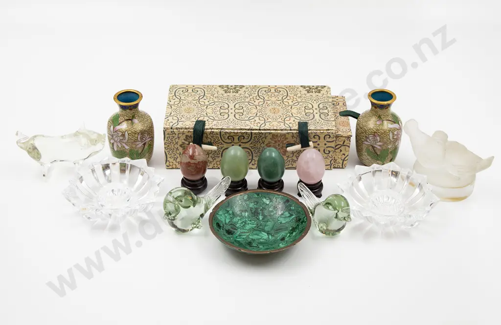 Small Box of Glass and Asian Ornaments Image 1++