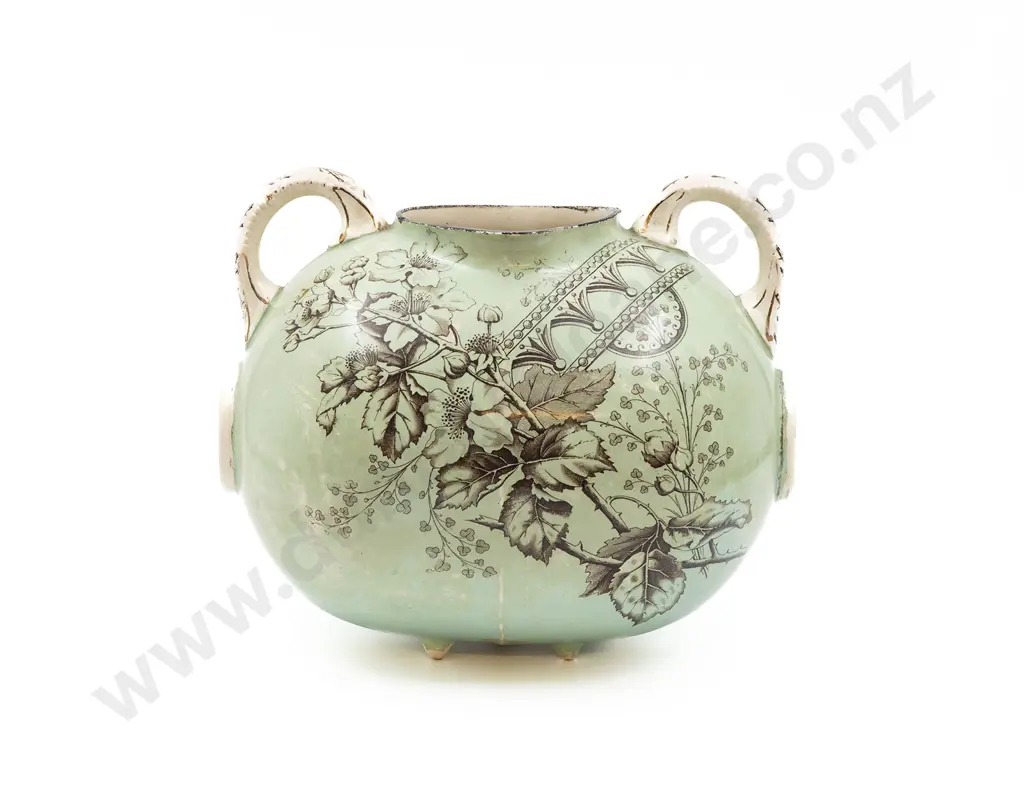 Victorian Floral Decorated Bag Form Vase Image 1++