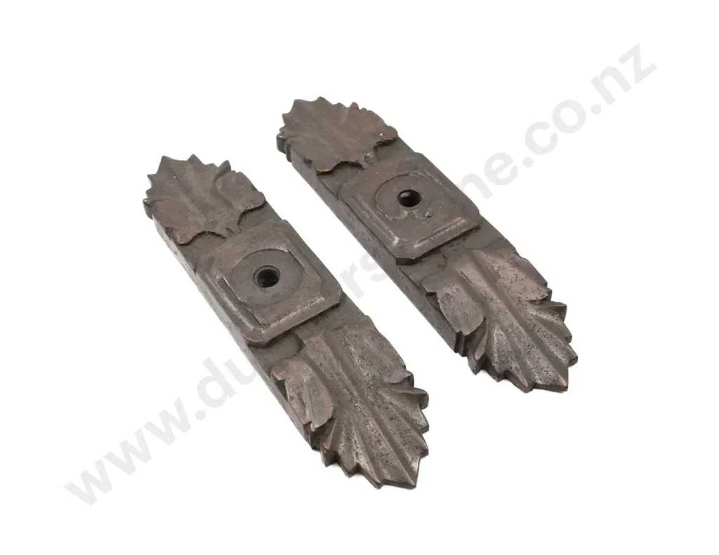 Pair of Cast Iron Stands with Leaf Form Ends Image 1++