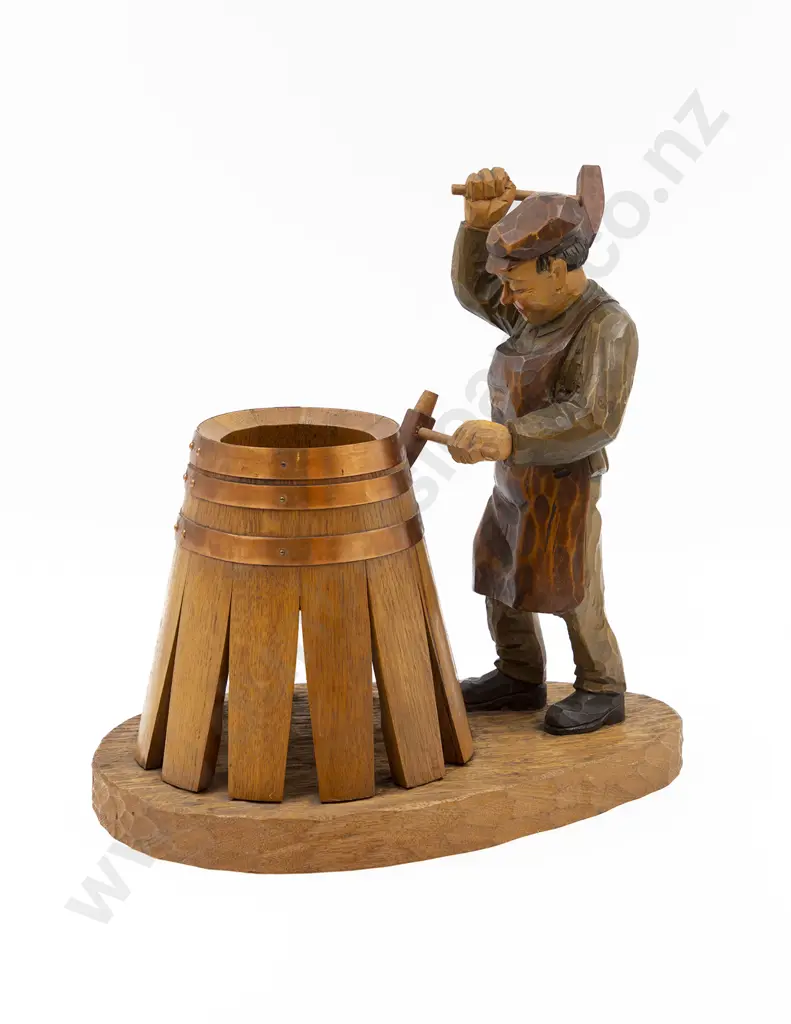 German Wood Carving of Barrel Maker Image 1++