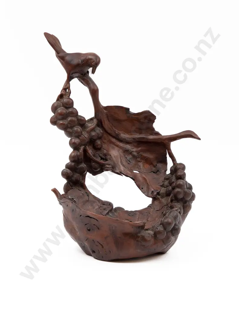 Bird Grapes and Vine Root Carving Image 1++