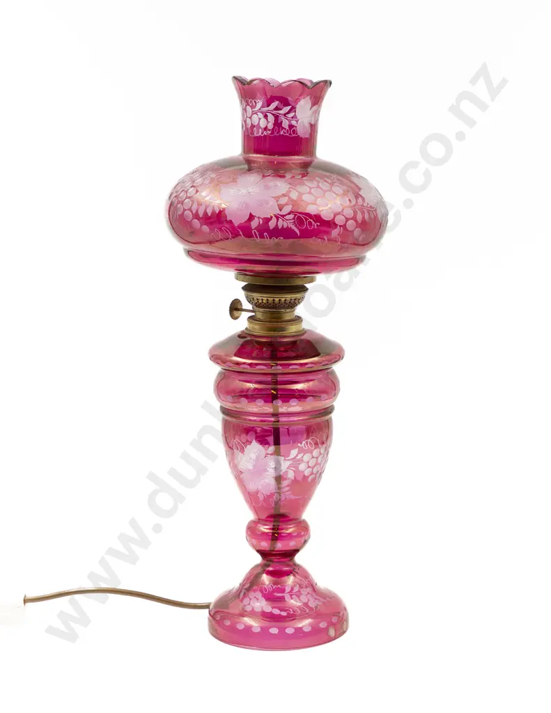 Bohemian Etched Glass Table Lamp Image 1++