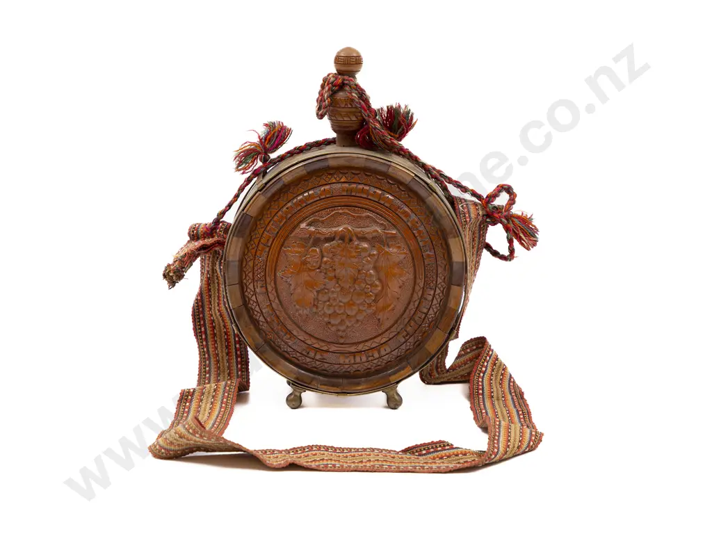 Yugoslavian Carved Wooden Field Flask Image 1++