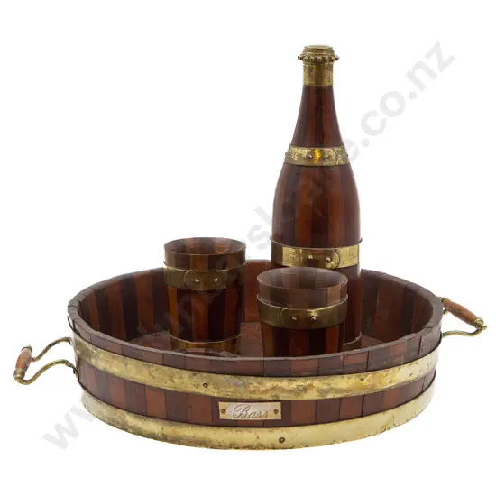 Brass Bound Treen Drinking Set
