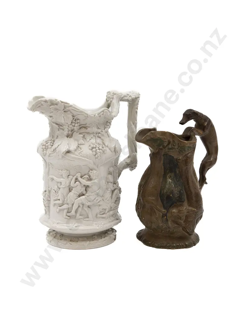Charles Meigh Moulded Bacchus Jug and Other Sporting Jug Image 1++