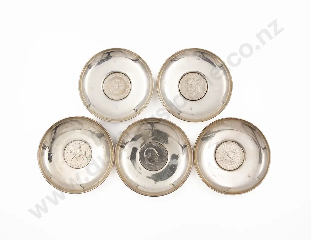 Five S/S Dishes with Inset Coins Image 1++