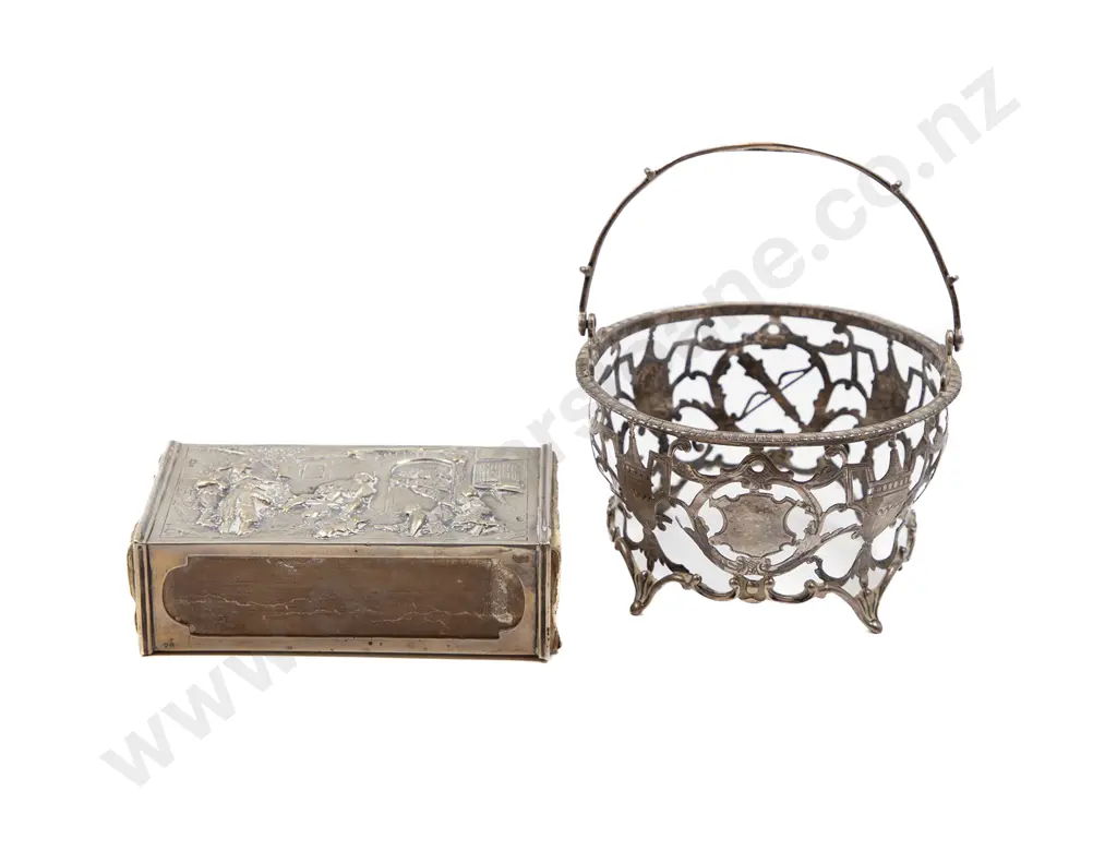 Dutch Silver Matchbox Holder with S/S Sugar Basket Image 1++