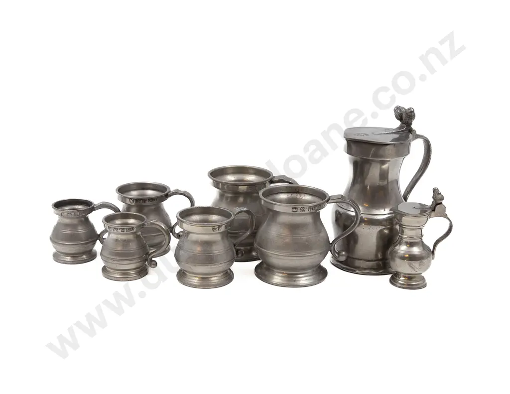 Eight Various Small Pewter Jugs and Measures Image 1++