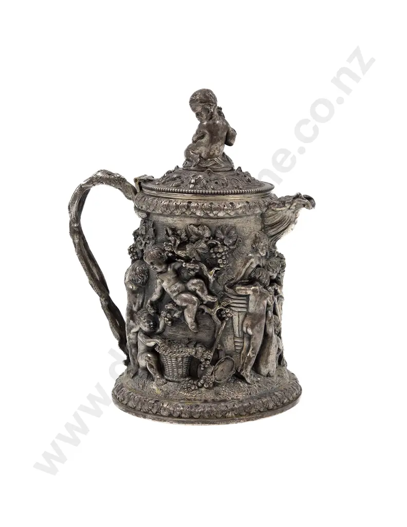 Ornate C19th Sheffield Bachanalian Relief Cast Tankard Image 1++