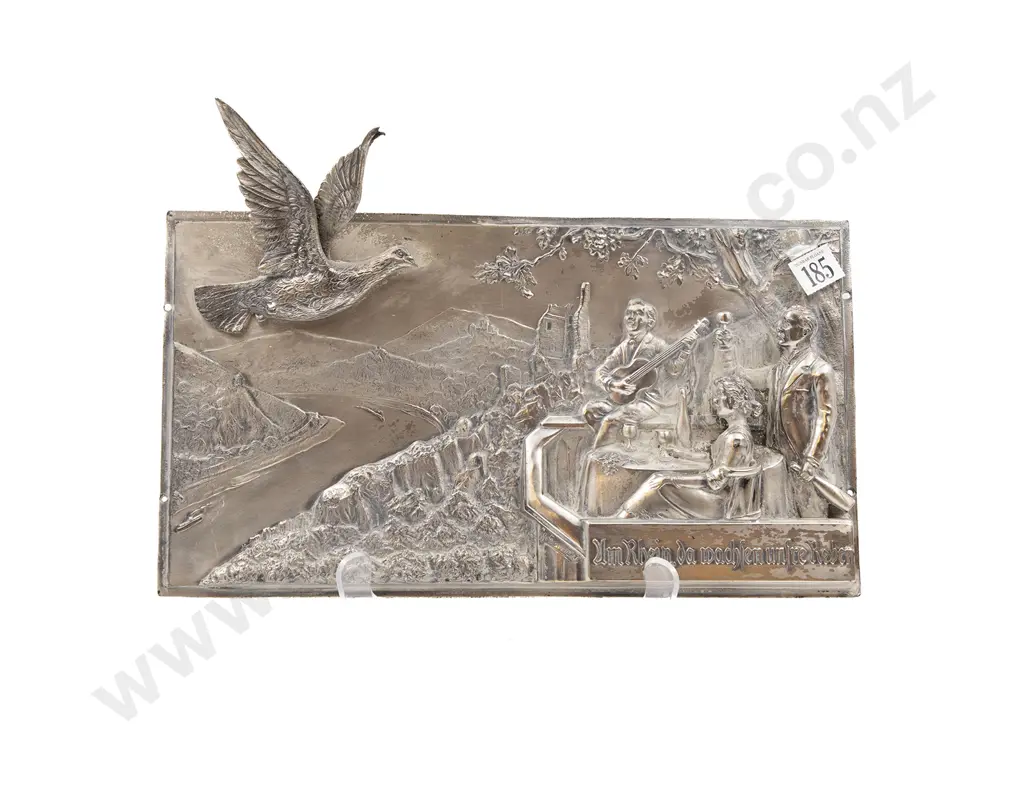 German Relief Cast Silver Plated Wall Plaque Image 1++