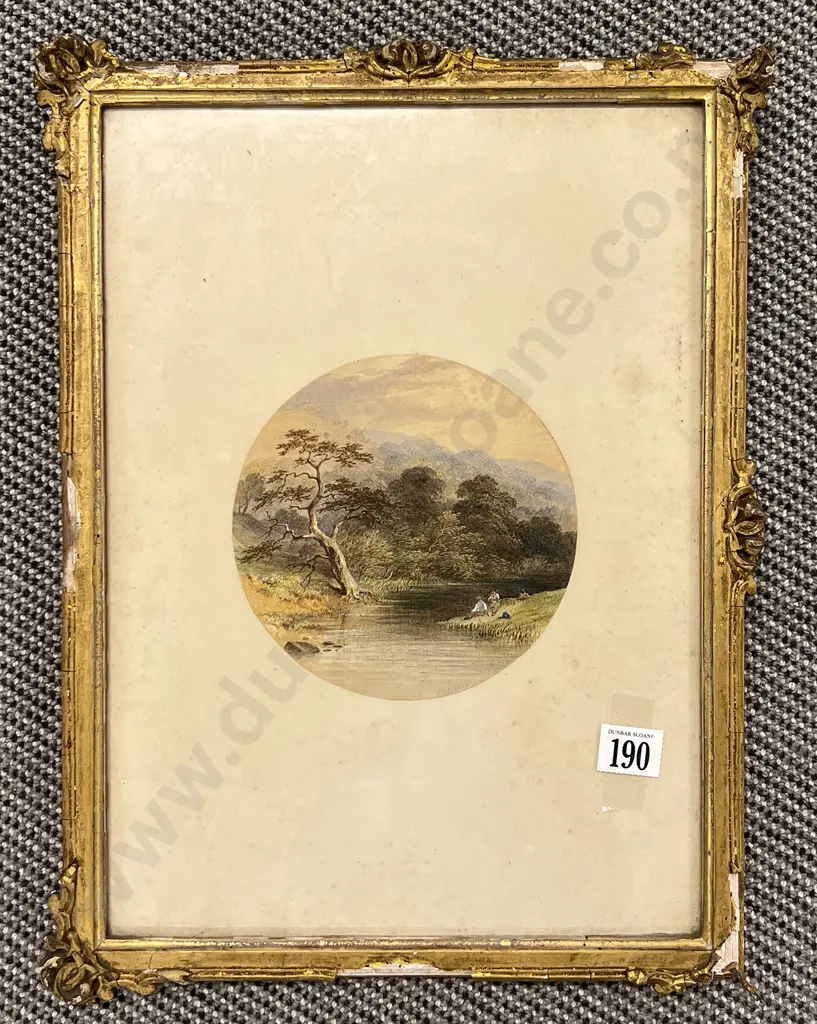 Small Victorian W/C of Figures By A River Image 1++