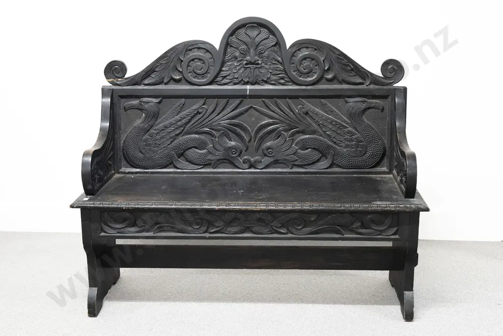 Victorian Stained Beech Hall Settle Image 1++