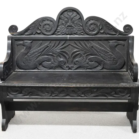 Victorian Stained Beech Hall Settle