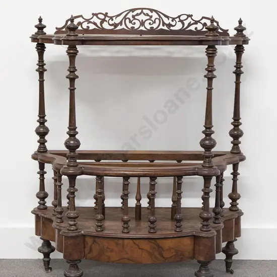 Victorian Burr Walnut Canterbury What-Not