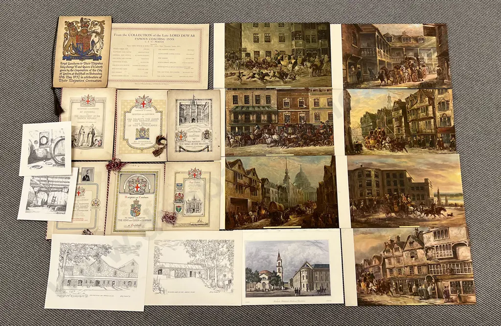 Set of Coaching Inns Prints and Eight Reception and Luncheon Programmes Image 1++