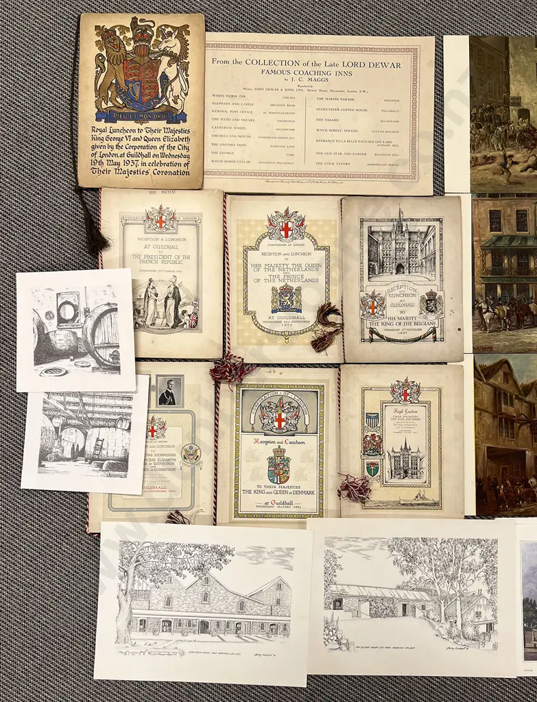 Set of Coaching Inns Prints and Eight Reception and Luncheon Programmes Image 1++